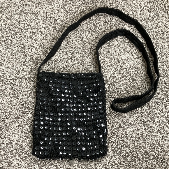 Apt 9 Cross Body purse Black Sequins - Picture 1 of 7